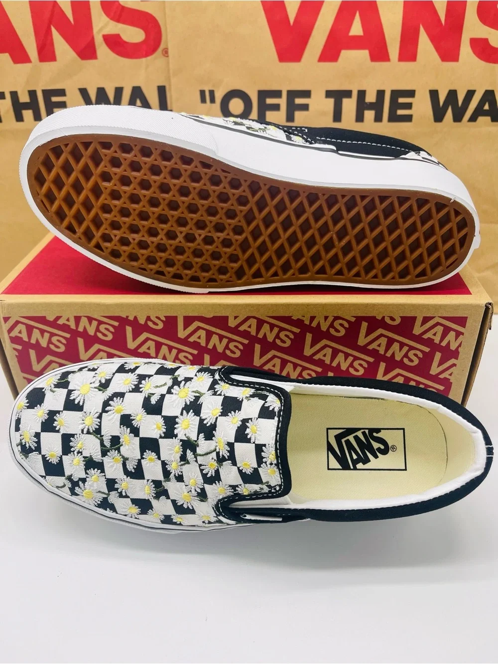 Vans Classic Slip-On Platform FLORAL CHECKERBOARD BLACK/WHT VN000EA9BA2 Sneakers